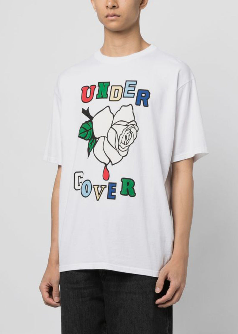 Undercover White Rose-Print T-Shirt