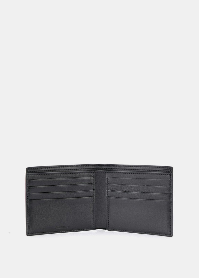 Balenciaga Black Cash Square Fold Wallet - NOBLEMARS