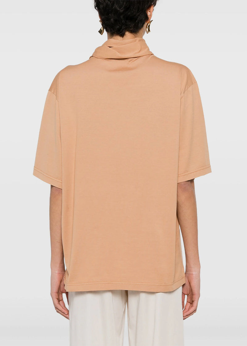LEMAIRE Burnt Sand T-shirt With Foulard - NOBLEMARS