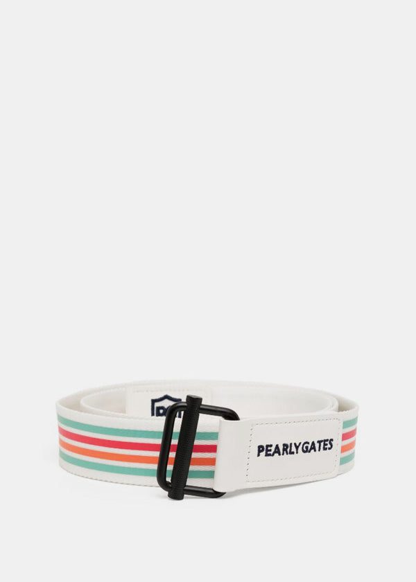 PEARLY GATES White/Multicolor Striped Belt - NOBLEMARS