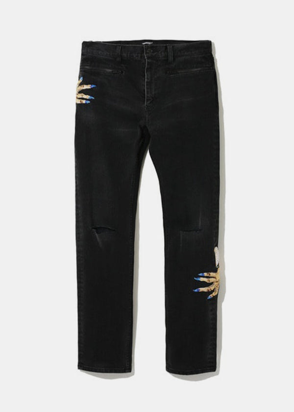 UNDERCOVER Black Bead Embroidered Denim Jeans - NOBLEMARS