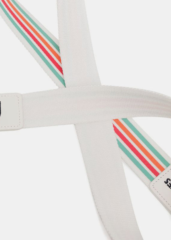 PEARLY GATES White/Multicolor Striped Belt - NOBLEMARS
