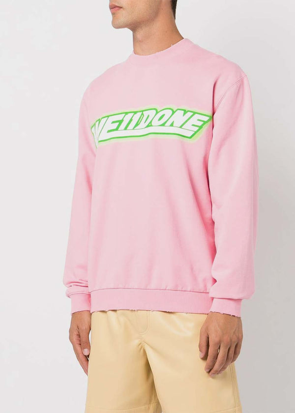 WE11DONE Pink Logo-Print Detail Sweatshirt - NOBLEMARS