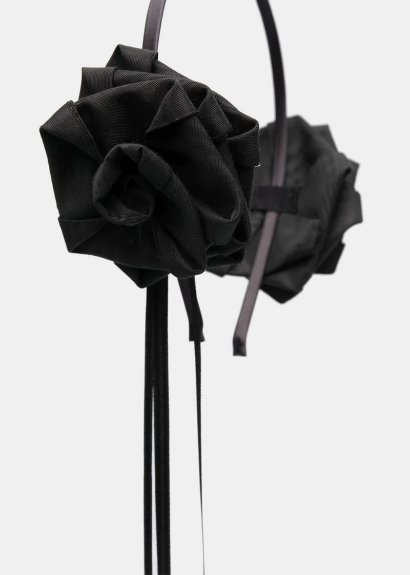 Alessandra Rich Black Roses Moire Headband - NOBLEMARS