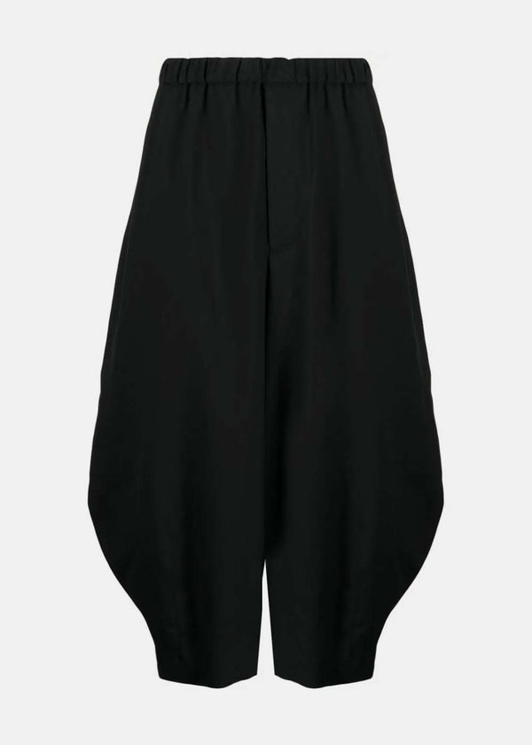 BLACK COMME DES GARçONS Black Elasticated-Waist Tapered Cropped Trousers - NOBLEMARS