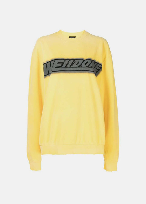 WE11DONE Yellow Logo-Print Detail Sweatshirt - NOBLEMARS