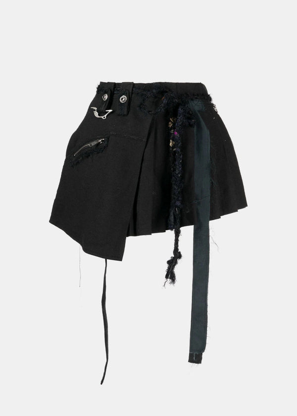 Hyein Seo Black Pleated Wrap Skirt - NOBLEMARS