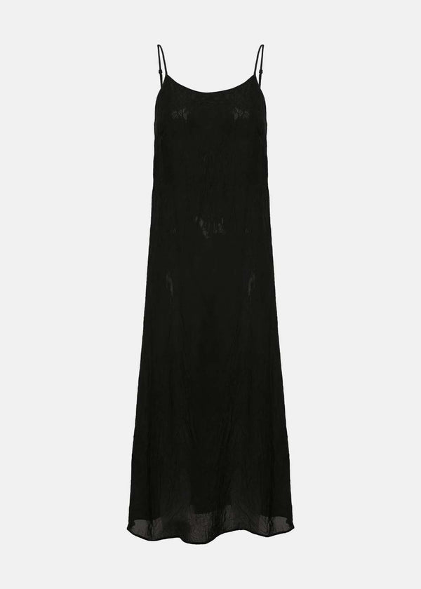 UMA WANG Black Crinkled Midi Dress - NOBLEMARS