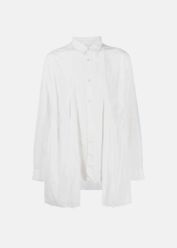COMME DES GARçONS HOMME PLUS White Draped-Panel Long-Sleeve Shirt - NOBLEMARS