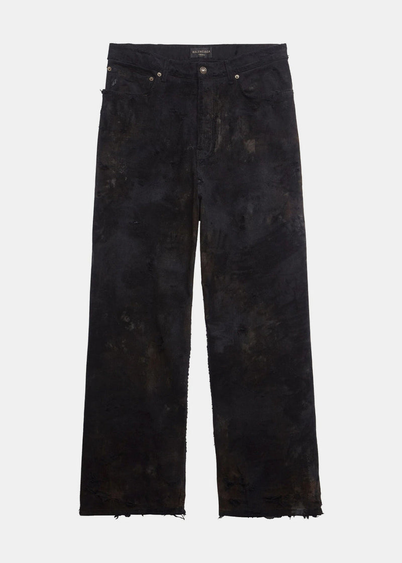 Balenciaga Mud Black Super Destroyed Pants - Noblemars