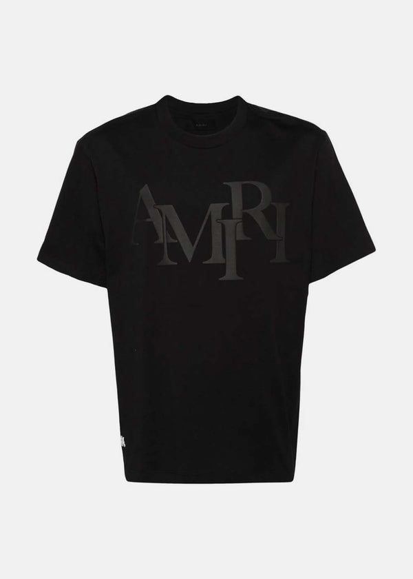 AMIRI Black Amiri Staggered Logo T-Shirt - NOBLEMARS
