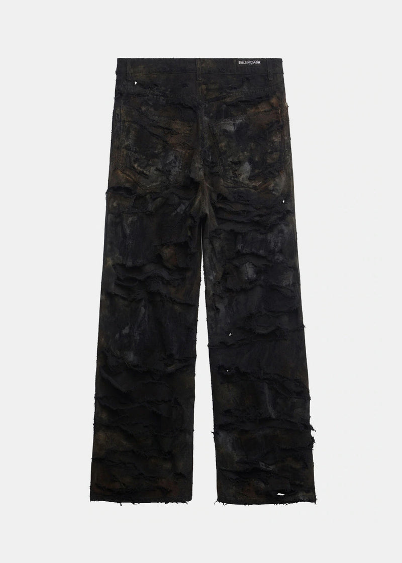 Balenciaga Mud Black Super Destroyed Pants - Noblemars