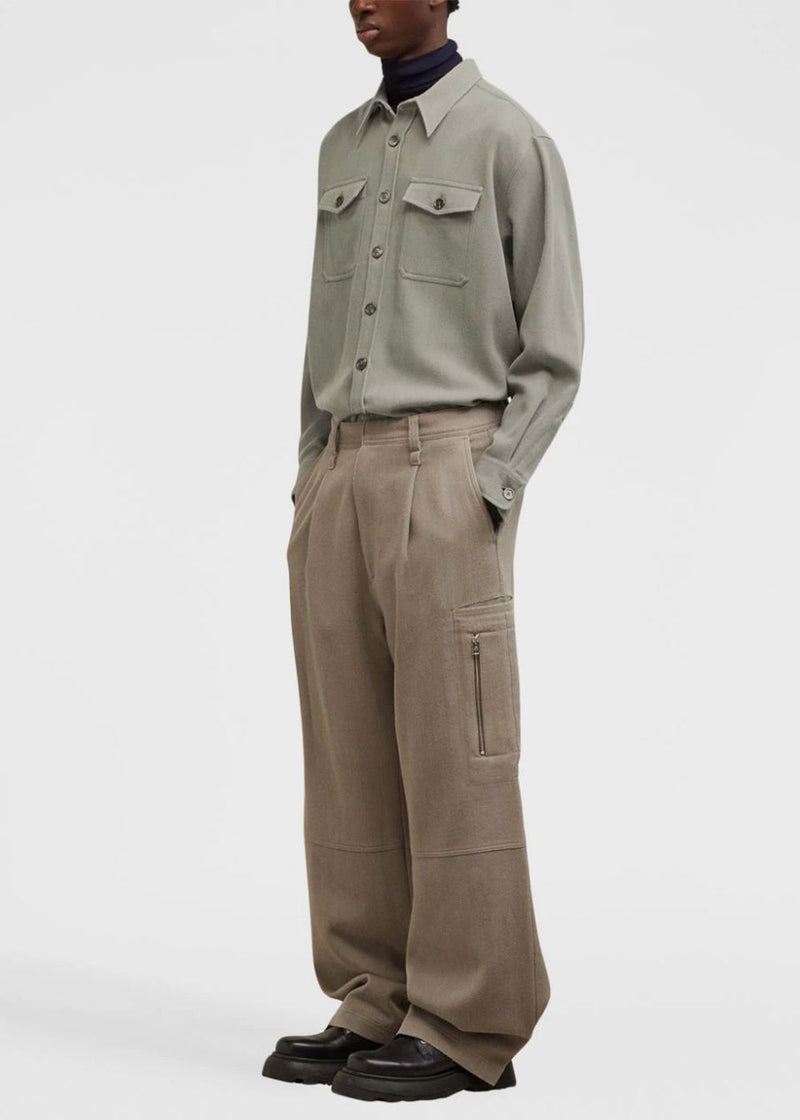 AMI Alexandre Mattiussi Grey Pointed-Collar Shirt Jacket