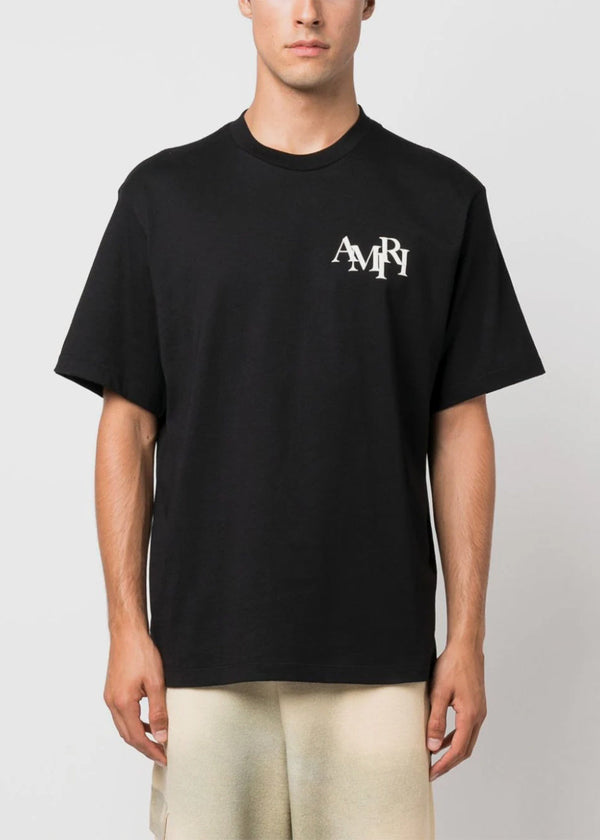 AMIRI Black Stagger Logo T-Shirt - NOBLEMARS