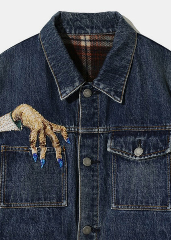 UNDERCOVER Indigo Bead Embroidered Denim Jacket - NOBLEMARS