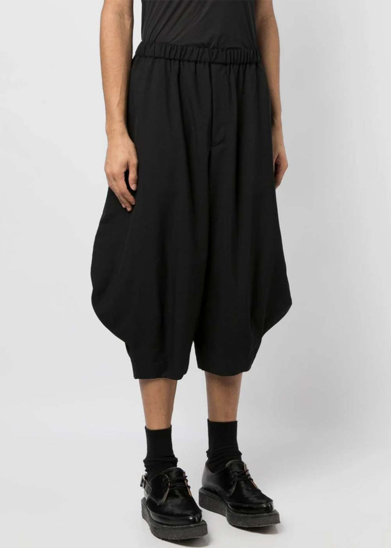 BLACK COMME DES GARçONS Black Elasticated-Waist Tapered Cropped Trousers - NOBLEMARS