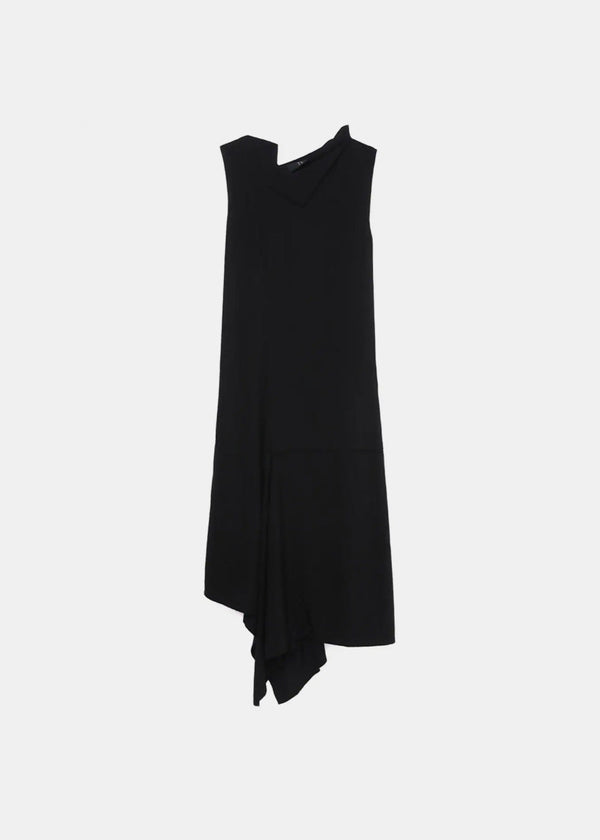 Y'S Black Asymmetric Sleeveless Dress - NOBLEMARS