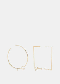 Jacquemus Gold 'Les Créoles Jacquemus' Logo Earrings - NOBLEMARS