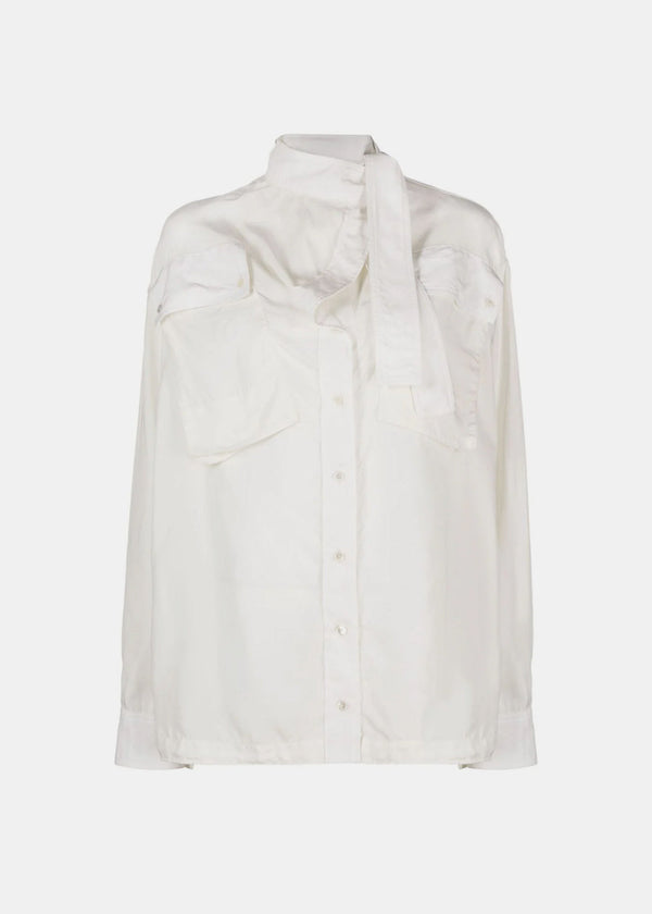LEMAIRE White Pockets Scarf Blouse - NOBLEMARS