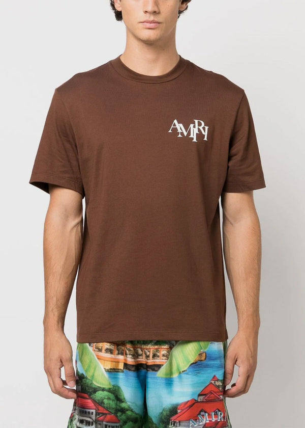 AMIRI Brown Stagger Logo T-Shirt - NOBLEMARS