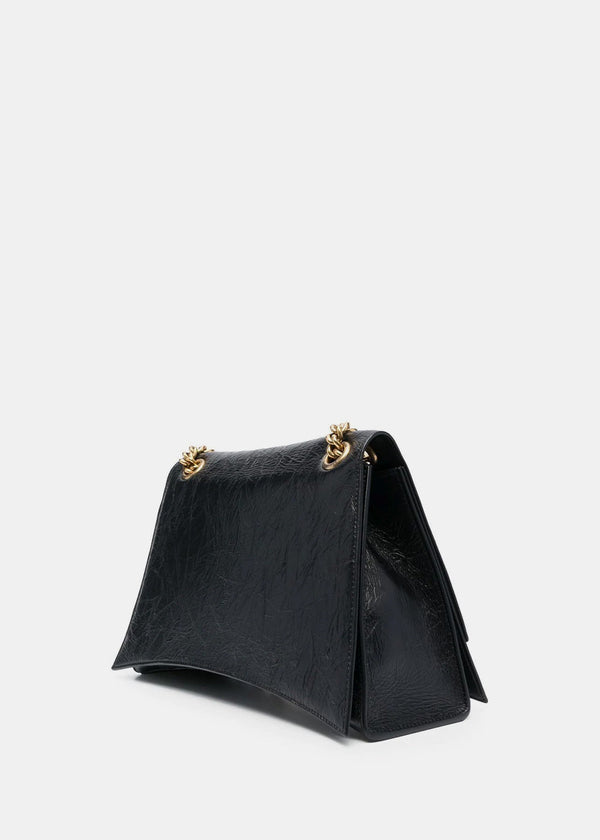 Balenciaga Black Medium Crush Chain Bag - NOBLEMARS