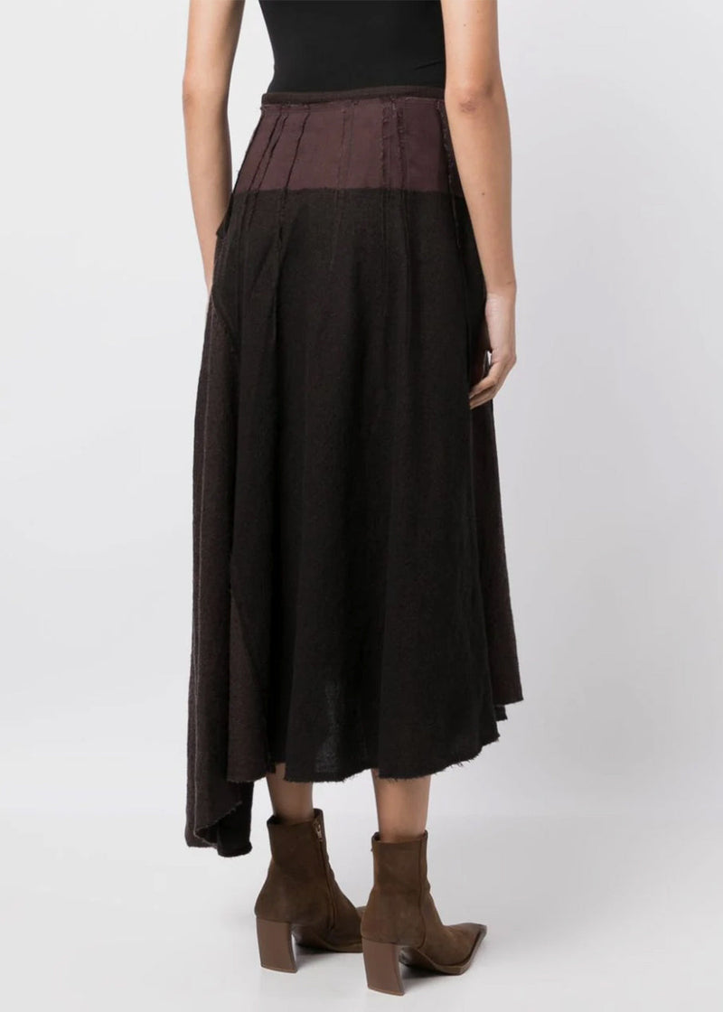 ZIGGY CHEN Brown Asymmetric Long Skirt - NOBLEMARS