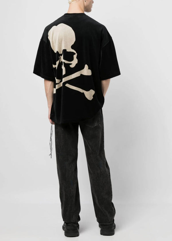 MASTERMIND JAPAN Black Skull-Print Velour T-Shirt - NOBLEMARS