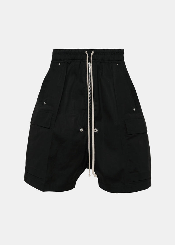 RICK OWENS Black Drop-Crotch Bermuda Shorts - NOBLEMARS