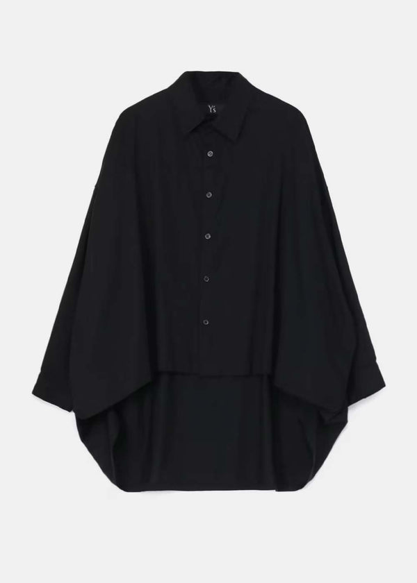 Y'S Black Double Front Oversized Shirt - NOBLEMARS