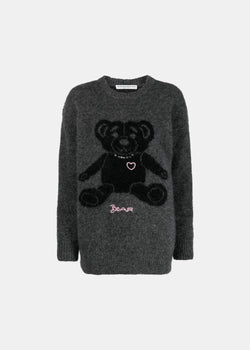 Alessandra Rich Grey Mohair Teddy-Bear Jumper - NOBLEMARS