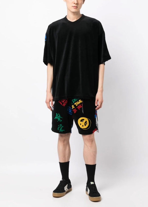 Mastermind Japan Black/Multi All-Over Design Velour Shorts - NOBLEMARS