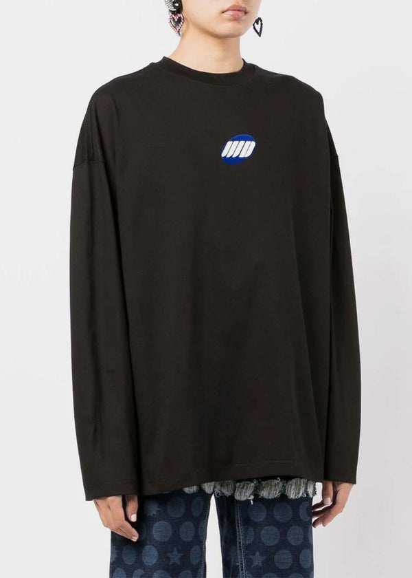 WE11DONE Black Logo-Print Cotton Sweater - NOBLEMARS