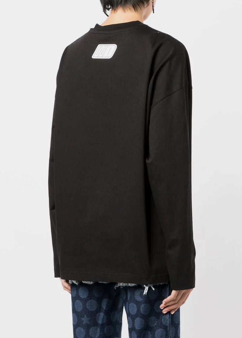 WE11DONE Black Logo-Print Cotton Sweater - NOBLEMARS