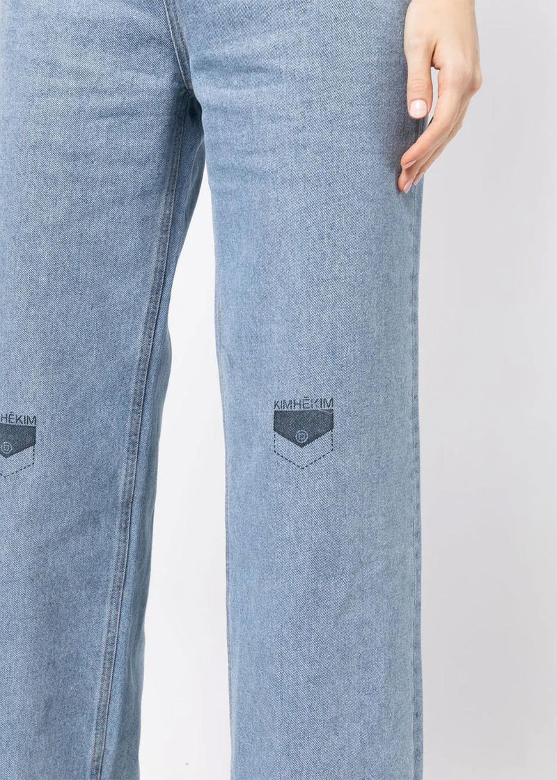 Kimhēkim Blue Stamped Jeans - NOBLEMARS