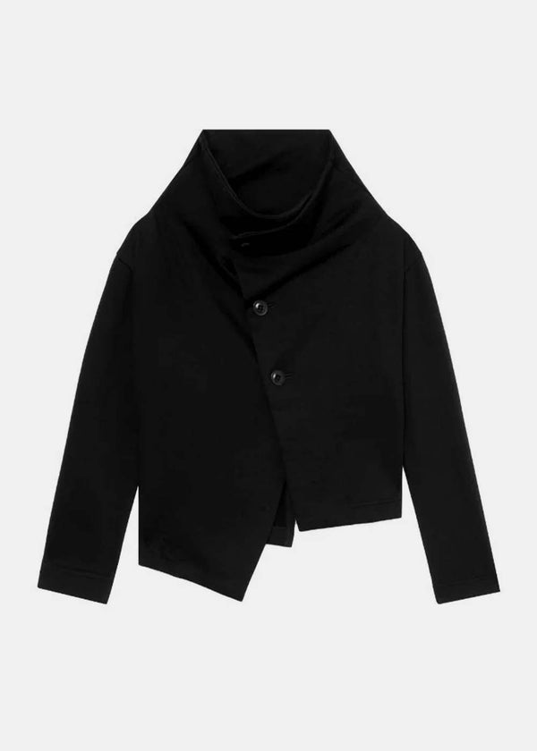 Y'S Black Cropped Asymmetric Jacket - NOBLEMARS