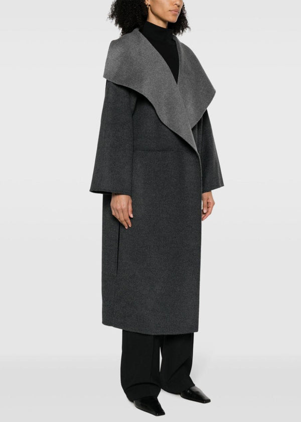 TOTEME Dark Grey Two-Tone Signature Wool Coat - NOBLEMARS