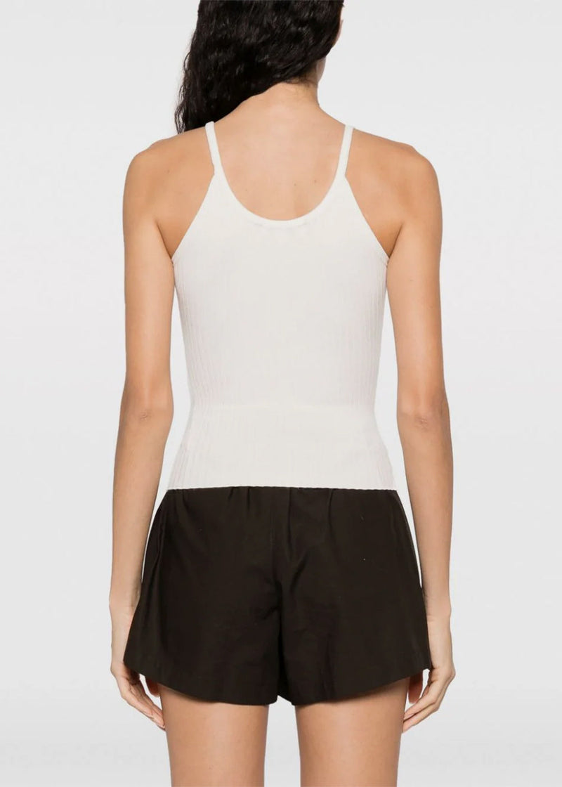 Sporty & Rich Cream Ribbed Tank Top