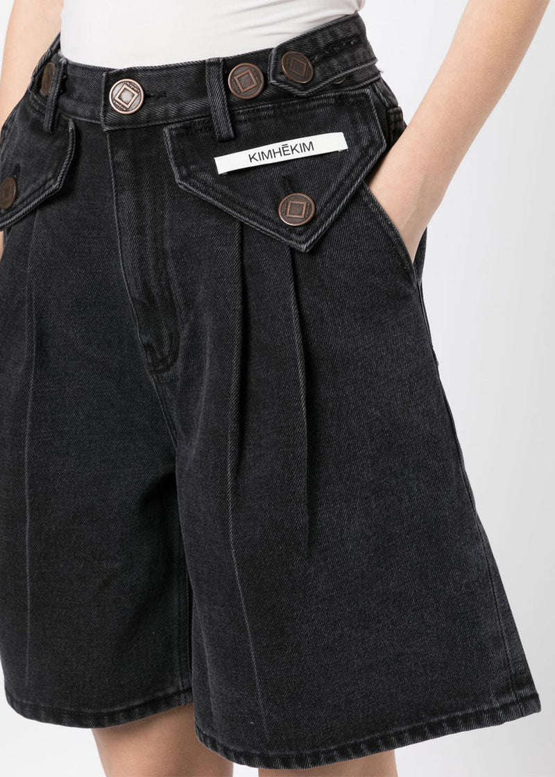 Kimhēkim Black Two-Pocket Denim Shorts - NOBLEMARS
