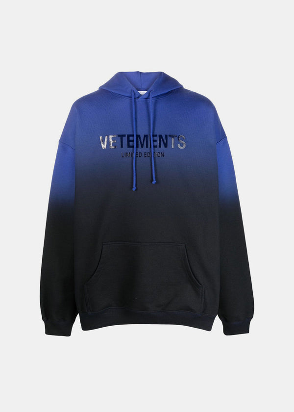 VETEMENTS Blue Gradient Logo Limited Edition Hoodie - NOBLEMARS