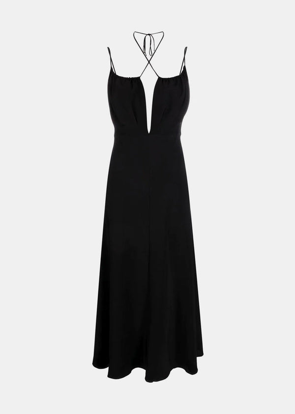 Toteme Black Gathered Halterneck Maxi Dress - NOBLEMARS