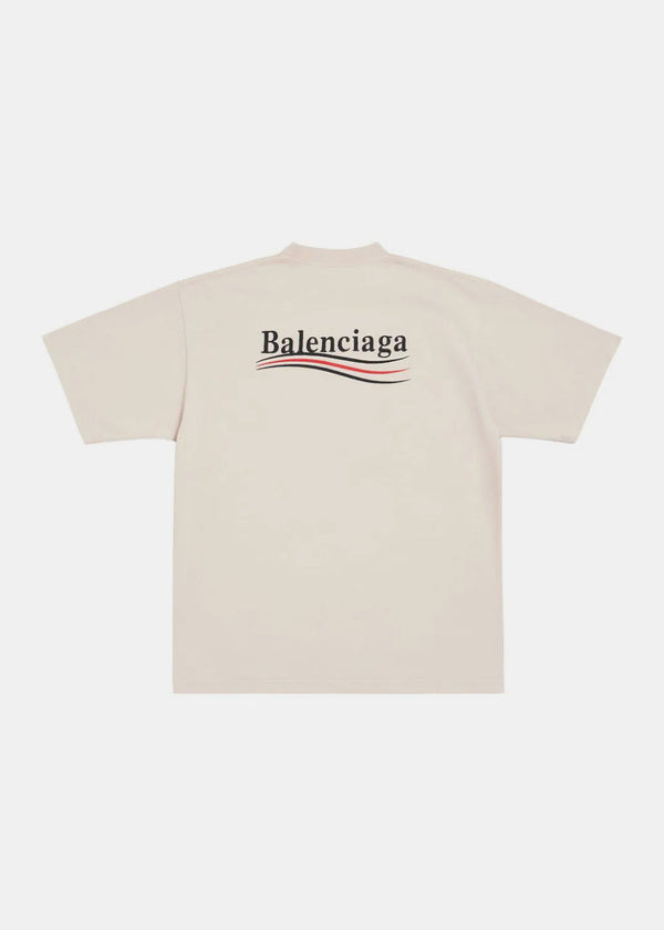 BALENCIAGA Beige Political Campaign T-Shirt - NOBLEMARS