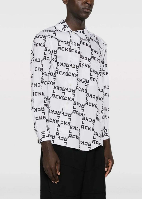 BLACK COMME DES GARçONS White Logo-Print Cotton Shirt - NOBLEMARS