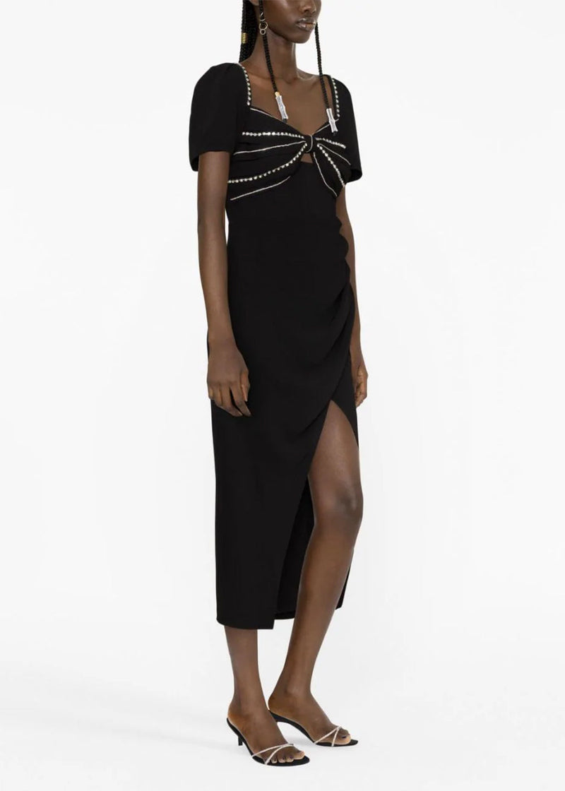 Self-Portrait Black Diamante Bust Midi Dress - NOBLEMARS