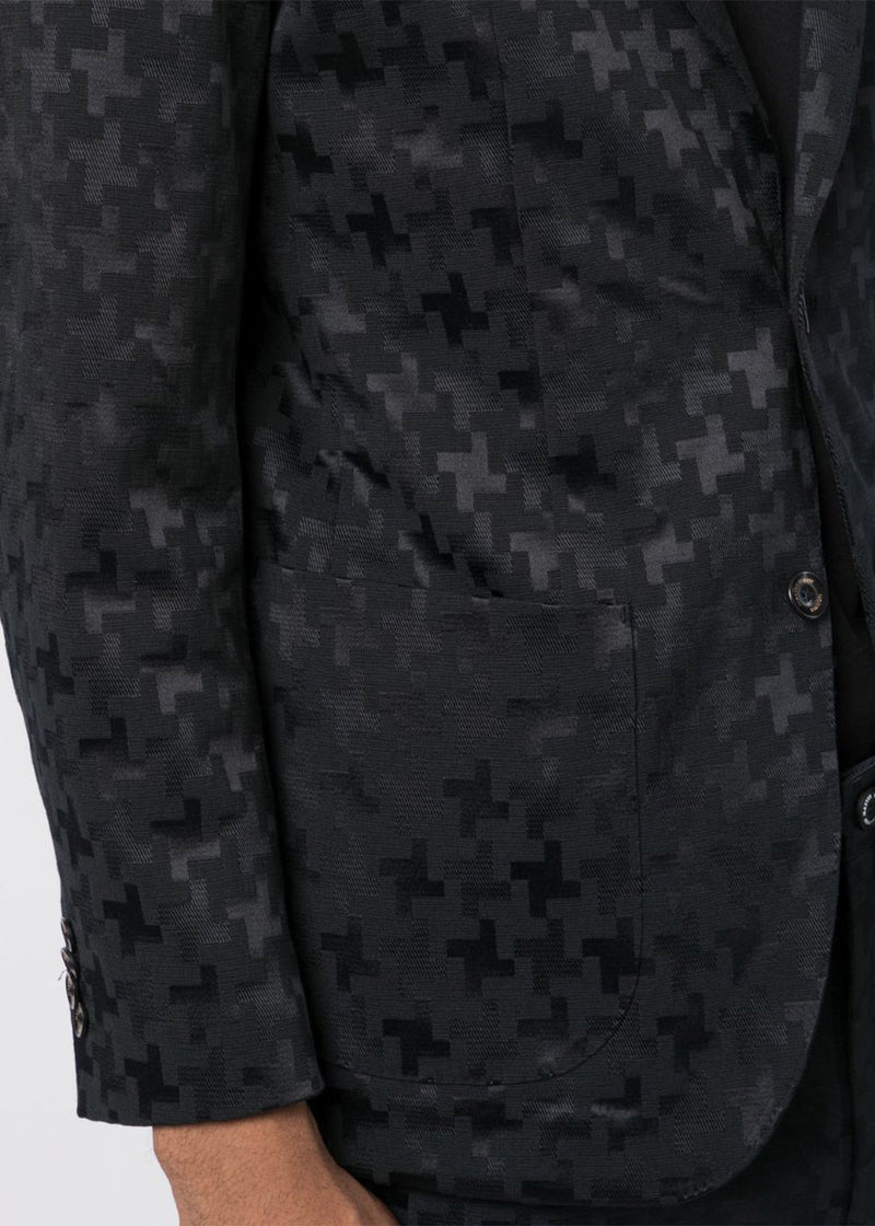 MASTER BUNNY EDITION Black Modified Staggered Jacquard Blazer - NOBLEMARS