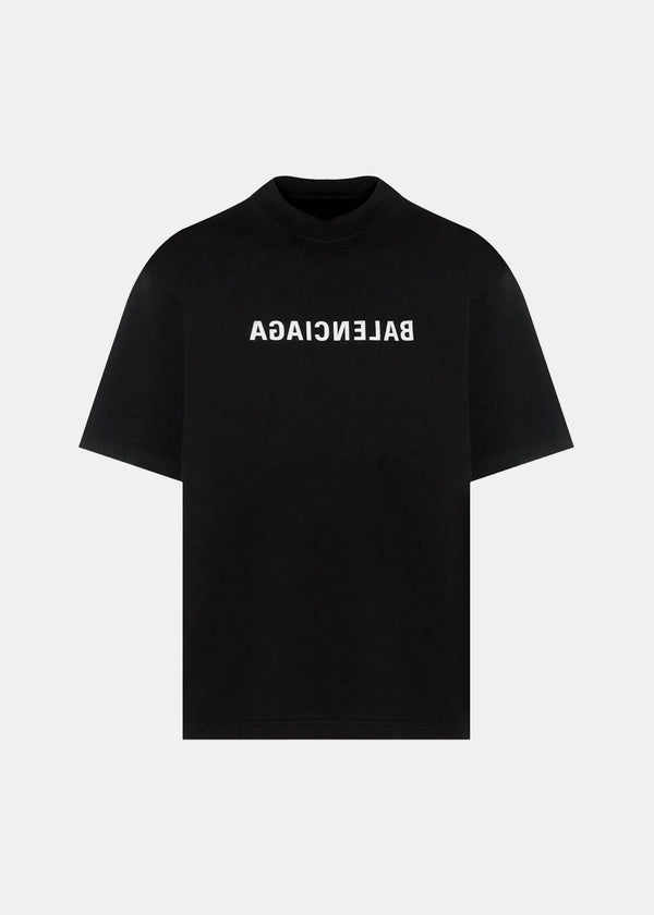 BALENCIAGA Black Logo Print T-Shirt - NOBLEMARS