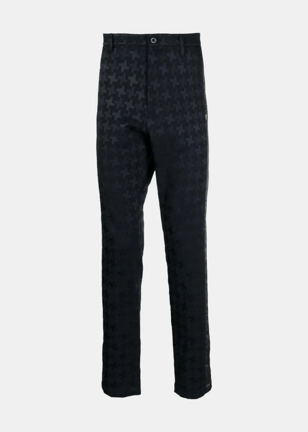 MASTER BUNNY EDITION Black Deformed Staggered Jacquard Trousers - NOBLEMARS
