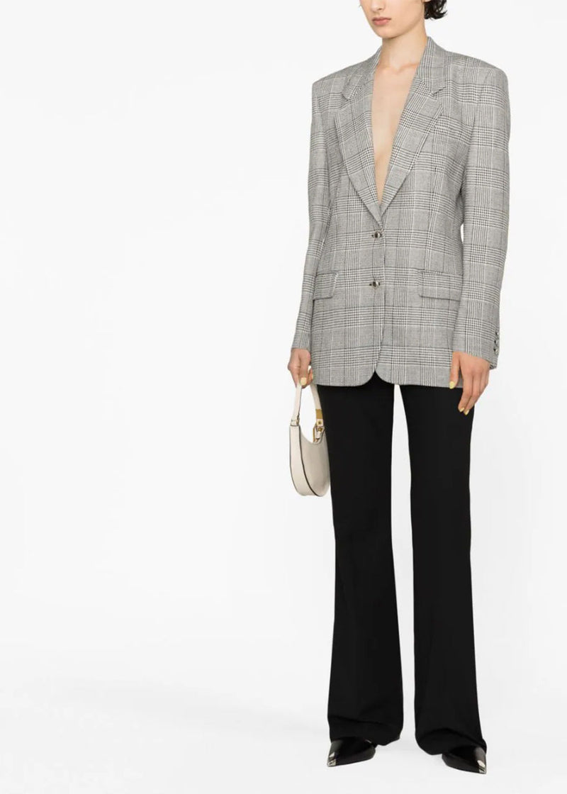 Alessandra Rich Grey Prince De Galles Oversized Jacket - NOBLEMARS