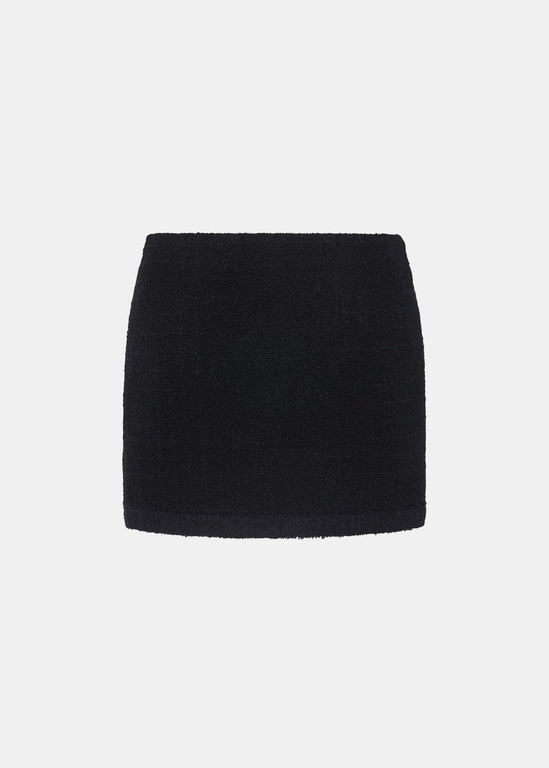 Alessandra Rich Black Checked Tweed Boucle Mini Skirt - NOBLEMARS