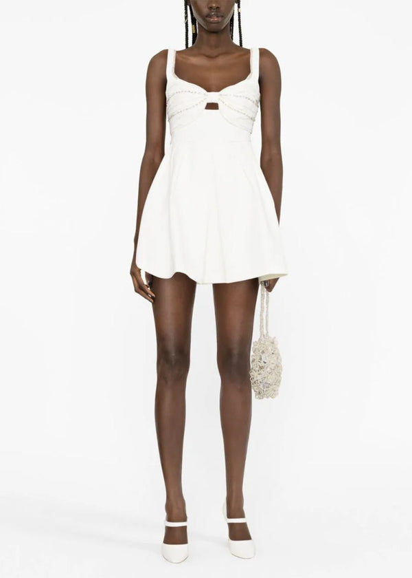 Self-Portrait White Diamante Bust Mini Dress - NOBLEMARS