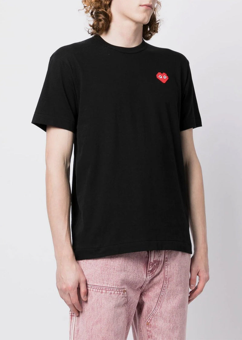 Comme Des Gar?ons Play Black & Pixelated Red Heart Patch T-Shirt - NOBLEMARS